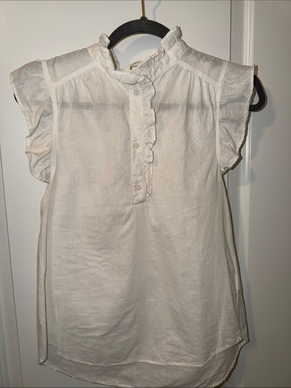 H&M linen ruffle sleeveless top